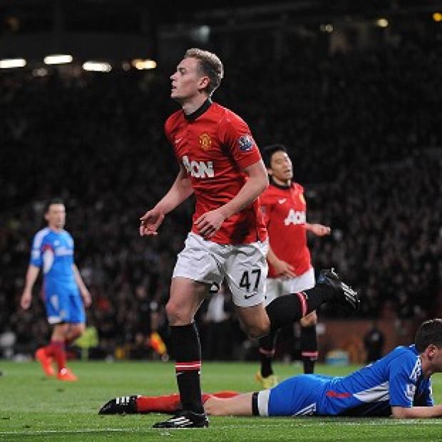 Congleton Guardian: James Wilson celebrates his second goal Congleton Guardian: James Wilson celebrates his second goal