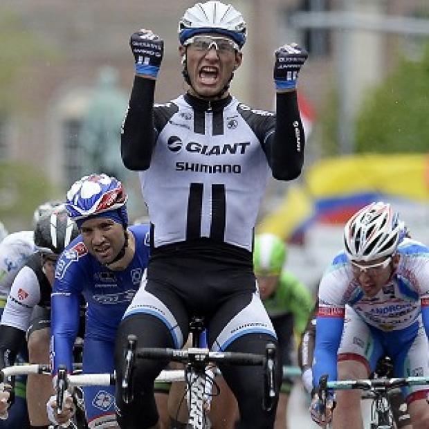 Congleton Guardian: Marcel Kittel celebrates as he crosses the finish line to win the second stage of the Giro d'Italia (AP) Congleton Guardian: Marcel Kittel celebrates as he crosses the finish line to win the second stage of the Giro d'Italia (AP)