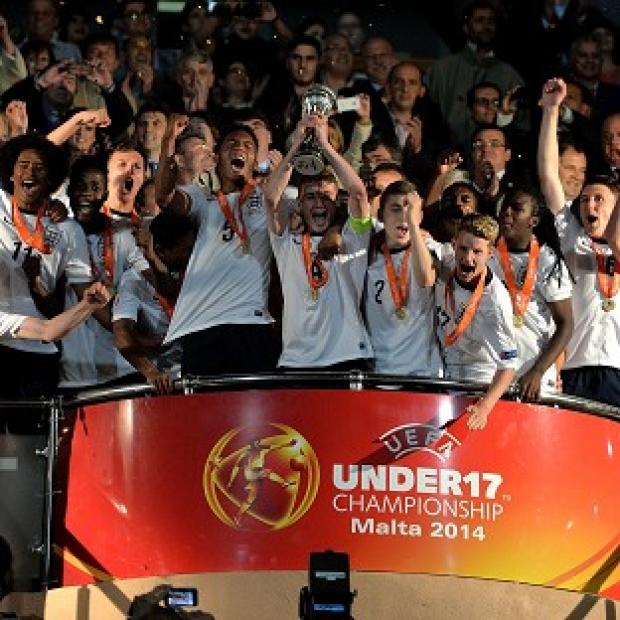 Congleton Guardian: England celebrate with the trophy after winning the Under-17 European Championship (Getty Images for the FA) Congleton Guardian: England celebrate with the trophy after winning the Under-17 European Championship (Getty Images for the FA)
