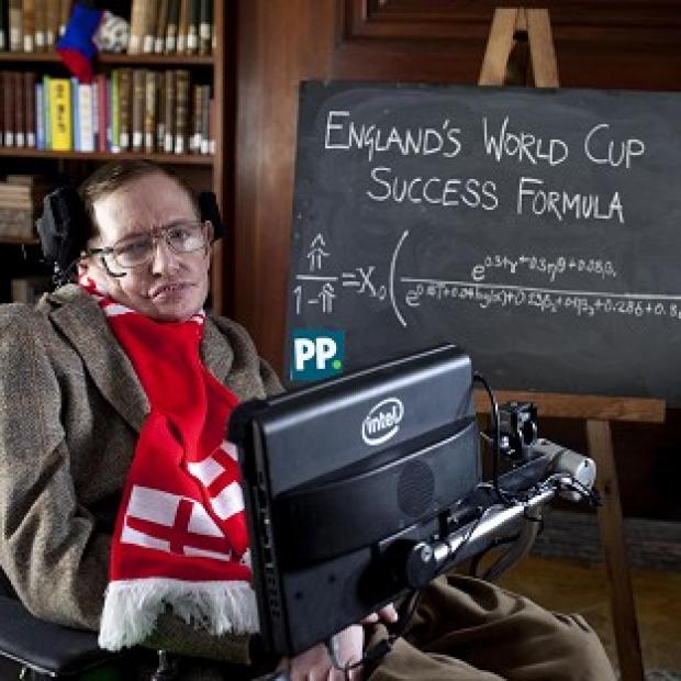 Congleton Guardian: Professor Stephen Hawking unveils a new scientific formula to predict the chances of England succeeding in the World Cup, in Cambridge. Congleton Guardian: Professor Stephen Hawking unveils a new scientific formula to predict the chances of England succeeding in the World Cup, in Cambridge.