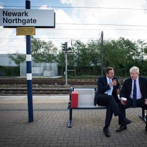 Congleton Guardian: Prime Minister David Cameron and Mayor of London Boris Johnson at Newark railway station following a campaign visit to the town Congleton Guardian: Prime Minister David Cameron and Mayor of London Boris Johnson at Newark railway station following a campaign visit to the town