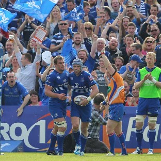 Congleton Guardian: Shane Jennings celebrates his try in Leinster's victory Congleton Guardian: Shane Jennings celebrates his try in Leinster's victory