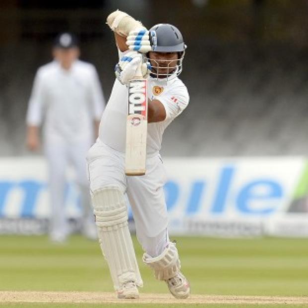 Congleton Guardian: Kumar Sangakkara was unbeaten on 59 at tea Congleton Guardian: Kumar Sangakkara was unbeaten on 59 at tea