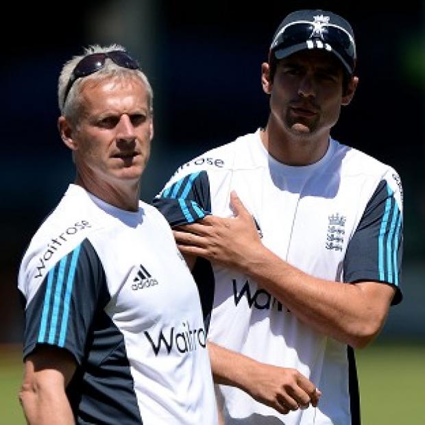 Congleton Guardian: Peter Moores, left, believes the runs will soon flow for captain Alastair Cook Congleton Guardian: Peter Moores, left, believes the runs will soon flow for captain Alastair Cook