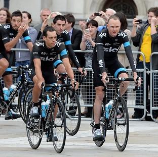Congleton Guardian: Team Sky's Richie Porte and Chris Froome during the team presentation at the Leeds Arena Congleton Guardian: Team Sky's Richie Porte and Chris Froome during the team presentation at the Leeds Arena