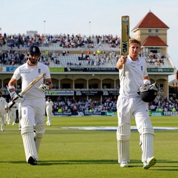 Congleton Guardian: Joe Root, right, and James Anderson, left, reached stumps unbeaten Congleton Guardian: Joe Root, right, and James Anderson, left, reached stumps unbeaten