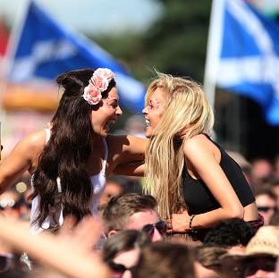 Congleton Guardian: Festivalgoers enjoy themselves in the crowd at T in the Park music festival held at Balado Park in Kinross, Scotland Congleton Guardian: Festivalgoers enjoy themselves in the crowd at T in the Park music festival held at Balado Park in Kinross, Scotland