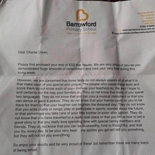 Congleton Guardian: The letter Rachel Tomlinson wrote to children at Barrowford Primary School in Lancashire Congleton Guardian: The letter Rachel Tomlinson wrote to children at Barrowford Primary School in Lancashire